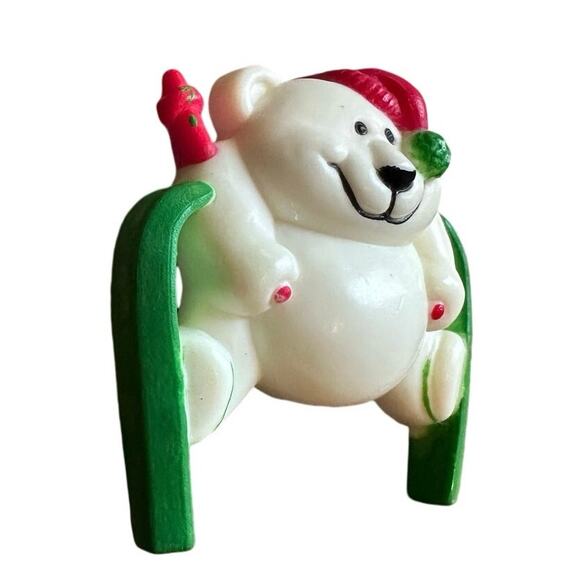 Vintage 80s Russ Polar Bear Pin - Skiing Holiday Winter Snow - Signed - Picture 4 of 10